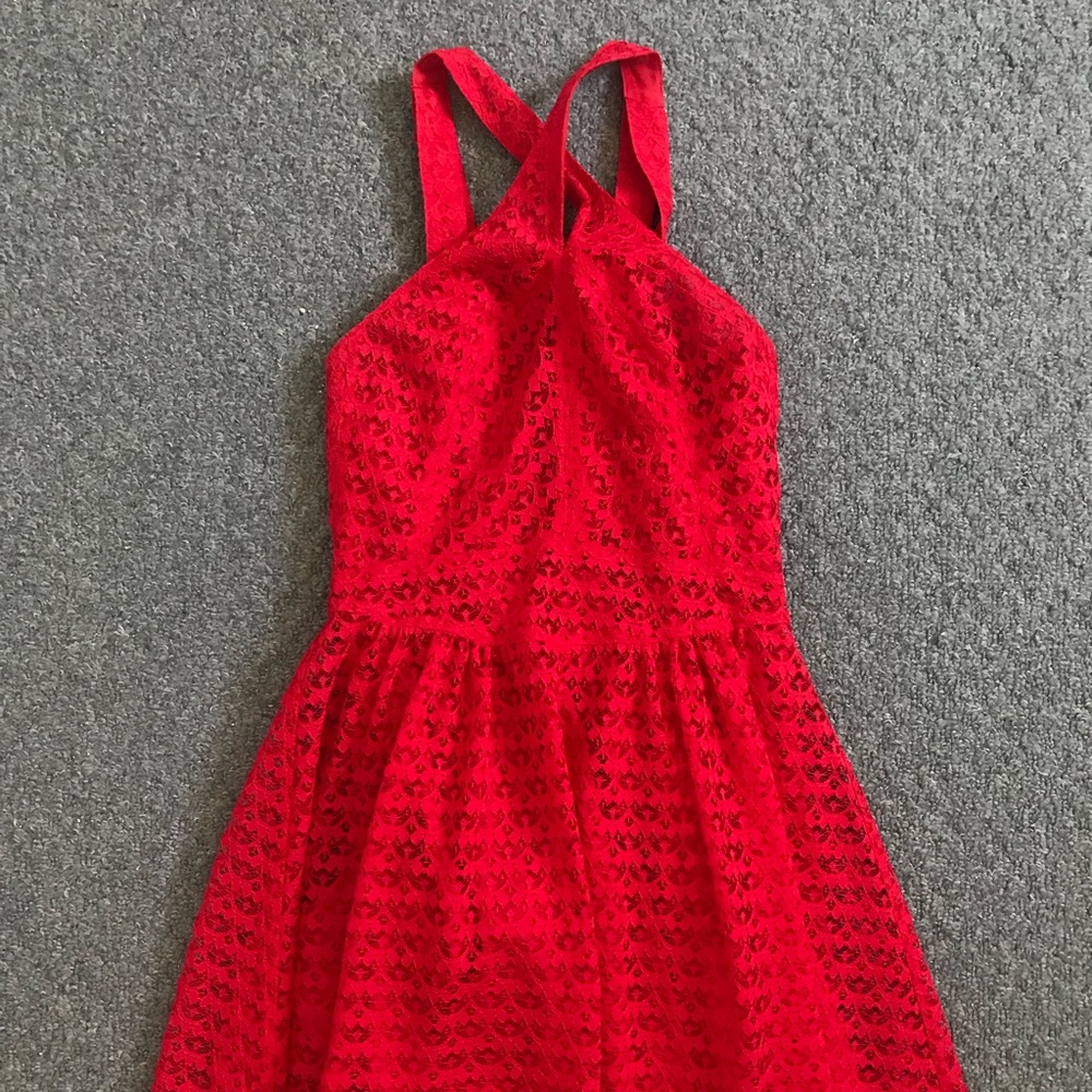 Red lace dress